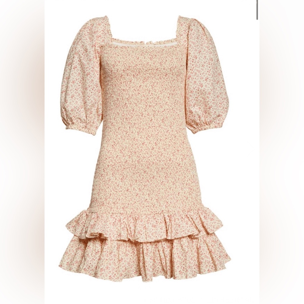 ByTiMo smocked floral puff sleeve dress size M - Picture 2 of 11